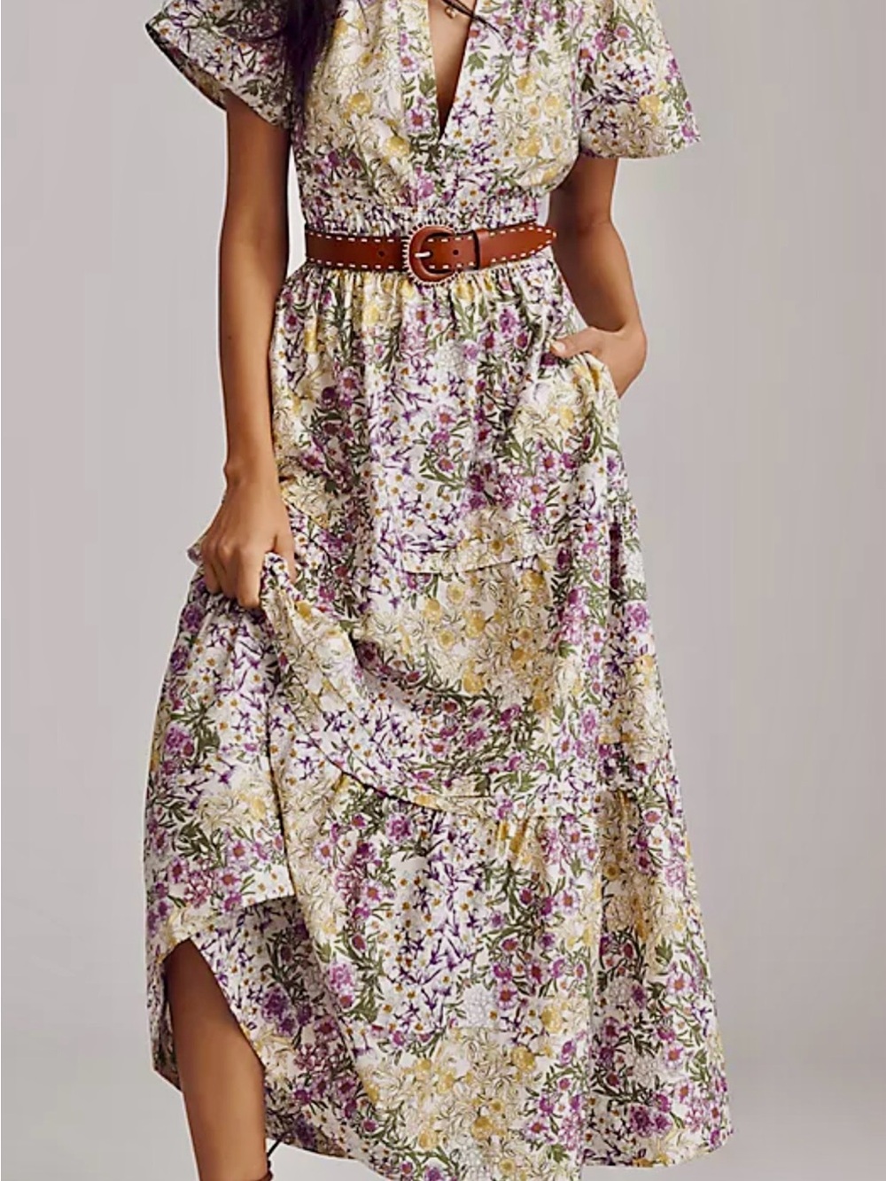 NEW Anthropologie The Somerset Maxi Dress Anthropologie V Neck Lilac Floral 2-4 - Picture 2 of 12